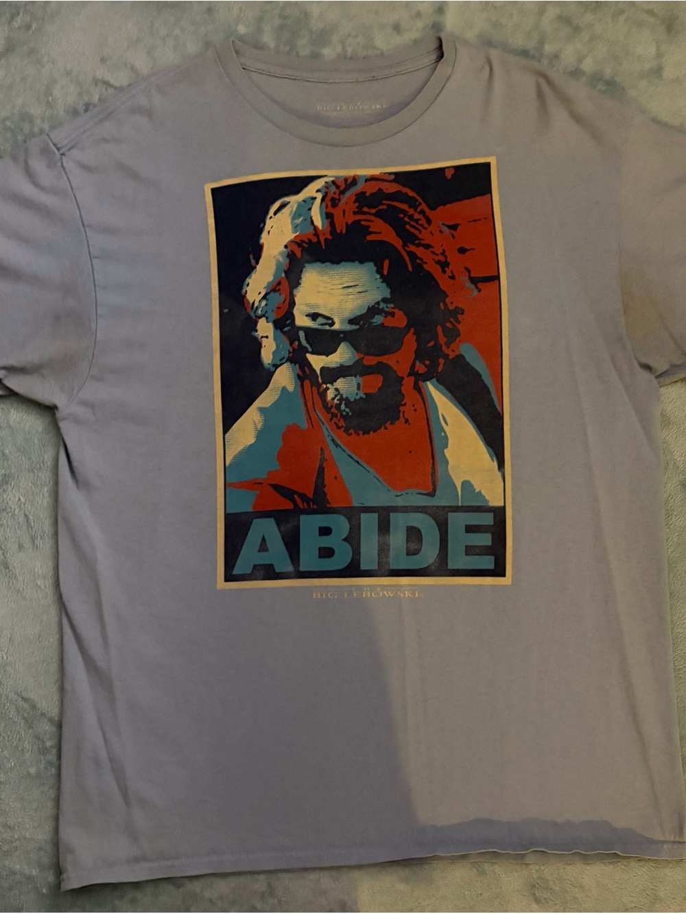 Official The Big Lebowski - The Dude - ABIDE Graphic Tee - Light Blue - XL 90s